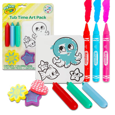 Crayola Bathtub Crayons Art Set for Kids - Crayola Tub Time Art Bundle with 6 Bath Crayons, Coloring Decal, and More | Bath Activity for Girls, Boys