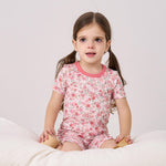 pureborn Baby Viscose From Bamboo Pajamas Set Pjs - Little Girl Short Sleeve Snug Fit Soft Sleepwear 2pcs Pink Floral 12-18 Months