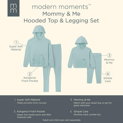 Modern Moments by Gerber Toddler Girls' Mommy and Me Hooded Waffle Sweater Knit Top and Legging Set, Medium Sky, 2T