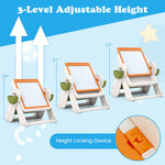Costzon 6-in-1 Kids Table and Chair, Folding Height-Adjustable Art Easel w/Reversible Building Block Tabletop & Whiteboard, Bookshelf and Storage Baskets, Sand Water Play Table for 18+ Months (Orange)