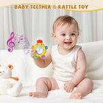 Easter Baby Teething Toys with Rattle for 3-6 6-12 Months, Food Grade Infant Newborn Teether, Baby Essentials Teething Relief, Baby Easter Basket Stuffers Gifts Toys