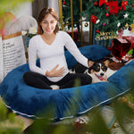 Meiz Pregnancy Pillow, Pregnancy Body Pillow, Pregnancy Pillows for Sleeping, 65" Maternity Body Pillow for Pregnant Women with Velvet Cover, Blue