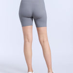 Motherhood Maternity Women's Over The Belly Ribbed Biker Pregnancy Workout Shorts, Charcoal, Large