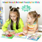 Zeoddler Wooden Puzzles for Toddlers, 8 Pack Insect Animal Jigsaw Puzzles for Kids3-5, 9 Pieces Preschool Learning Activities, Learning & Educational Toys, Gift for Boys, Girls