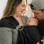 Shiaon Baby Ring Sling Wrap, Lightweight Baby Carrier Sling Toddler Sling, Cotton Baby Wraps Carrier (7-35 lbs) for Infants and Toddlers, Baby Shower Gifts, Black