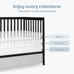 Dream On Me Synergy 5-in-1 Convertible Full-Size Baby Crib with Toddler, Day & Full Bed Conversion in Black, GreenGuard Gold & BSA, 3 Mattress Heights, Sustainable Pinewood