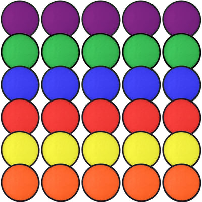 Mototo 30 Pieces Foldable Flying Disc Fans with Bag Folding Pocket Toy Set for Kids Fun Birthday Party Favors Summer Outdoor Activity Game Halloween Christmas, 6 Colors (Colorful 1)