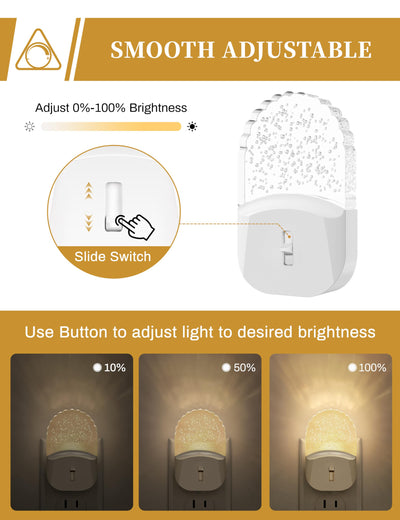 DORESshop LED Night Light, Baby Night Lights [2 Pack], Plug in Night Light with Auto Dusk to Dawn Sensor, Adjustable Brightness NightLight for Kids, Bathroom, Bedroom, Nursery Room, Soft White 3000k