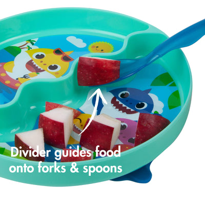 The First Years Pinkfong Baby Shark Divided Suction Plate- Dishwasher Safe Baby Plates with Suction Cups - Baby Feeding Essentials for Solid Food