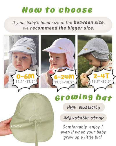 FURTALK Baby Sun Hat UPF 50+ UV Ray Sun Protection Cotton Toddler Hats for Boys Girls Green