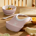 BabyBjörn Baby Feeding Set, 3 pcs, Powder Pink | Includes Baby Plate, Baby Fork, Baby Spoon, and Baby Cup | Dishwasher Safe | Toddler Feeding Set for self-Feeding or Baby-led weaning