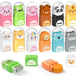 Sooez 12 Pack Pencil Erasers, Cute Animal Eraser with Clean up Roller and Cover, Latex-Free, Bulk Art Drawing Erasers for Teens & Teacher Classroom/School Supplies, Party Favor
