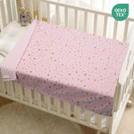 Donsonny Baby Blanket for Boys Girls Soft Minky with Double Layer Dotted Backing, Star and Moon Printed 30 x 40 Inch Receiving Blanket (Pink)