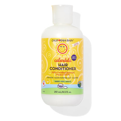 California Baby Calendula Hair Conditioner bottle on a white background