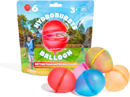 Hydroburst 6-pack Reusable Water Balloons by Relatable, For The Pool, Beach Toys And Outdoor Play Toys, Includes 6 Refillable Balloons