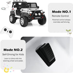 Costzon 2-Seater Ride on Truck, 12V Battery Powered Electric Vehicle w/Remote Control, 2 Speeds, Spring Suspension, LED Light, Horn, Music/ MP3, 2 Doors Open, Ride on Car for Kids (White)