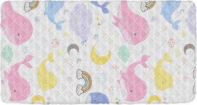 Burbuja Cartoon Whales in Pastel Cot Sheet for Toddlers, Portable Padded Nap Mat Sheet with Elastic Band for Girls Boys, Machine Washable, 25x50 in