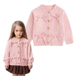 Curipeer Baby Little Girls Pink Bowknot Cardigan Sweater Toddler Girls Embroidered Bowknot Cardigan for Baby in Spring and Autumn 3T