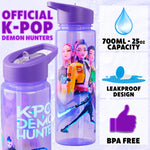 KPop Demon Hunters Officially Licensed Huntrix Water Bottle for Girls, 25oz Leak Proof with Straw Lid, Gifts for Girls