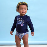 Gerber Baby Girls Baby Toddler Long Sleeved Rashguard Swim Bathing Suit Set Purple Floral Shell 12 Months