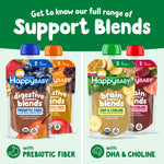 Happy Baby Organics Brain Support Blends Bananas, Spinach, Passionfruit & Oats with DHA and Choline 4oz Pouch (Pack of 16)