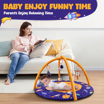 Waterproof Baby Play Mat, Tummy Time Mat with Detachable Toys for Stage-Based Sensory and Motor Skill Development, Anti-Slip Baby Activity Gym Mat for Newborn Gift