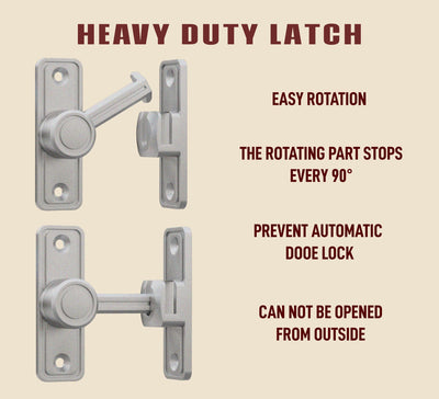 Barn Door Lock Latch – 90 or 180 Degree Barn Door Latch Slide Lock – Home Security Door Lock for Bathroom, Garage, Bedroom, Cabinet, Barn – Durable Zinc Alloy Security Door Lock (Silver)