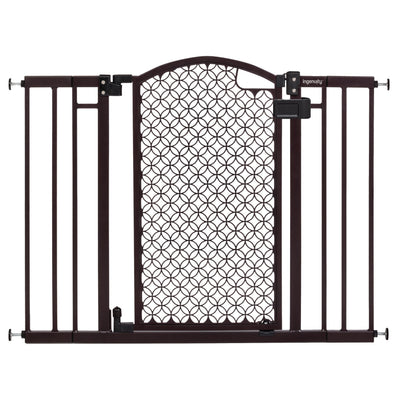 Ingenuity Decorative Panel Tall Baby Gate & Dog Gate, 28"-42" Wide, 30" Tall, Hardware or Pressure Mounted, Install on Top or Bottom of Stairs, Banister, or Doorway - Espresso
