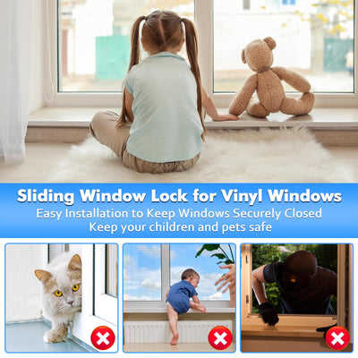 5 Pack Window Locks Diecast Construction, Compatible with Horizontal and Vertical Windows, Fit 1/16'' (0.16cm) up to 7/8''(2.22cm) Wide Rail, Easy Installation, Enhanced Safety(1-3/16'' Short version)