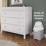 Foundations Mini Diaper Pail with Airtight Lid, Durable & Odorless Diaper Disposal, Large Capacity, Holds up to 30 Newborn Diapers, Refill with Any Bags, Baby Registry Gift - Gray
