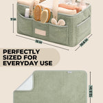 Toodly Baby Diaper Caddy Organizer with Portable Changing Mat - Teddy Fleece Diaper Organizer for Changing Table - Basket for Changing Essentials - Baby Essentials Organizer with Removable Dividers