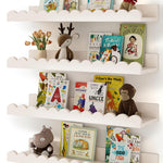 Nursery Book Shelves, 4-Pack White Floating Shelves for Wall Kids, Scalloped Shelves, Wall Book Shelves for Bedroom Kids, Toddler Room, Baby Room, Nursery Decor