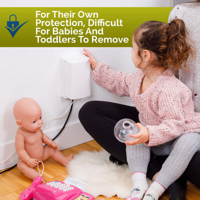 Baby Safety Outlet Cover Box (2 Pack) Double Lock for Much Better Toddler Proofing, Easier Operation, Simple 3 Step Install with Included Screws. Provides Extra Space Inside for Plugs (2 Pack, White)