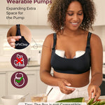 Momcozy Pumping Bra for Wearable Breast Pump, Nursing & Pumping Bra in One, Hands Free Pump Bra Suitable for M5, S12 Pro, etc Black