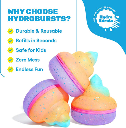 Hydroburst 6-pack Reusable Water Balloons by Relatable, For The Pool, Beach Toys And Outdoor Play Toys, Includes 6 Refillable Balloons