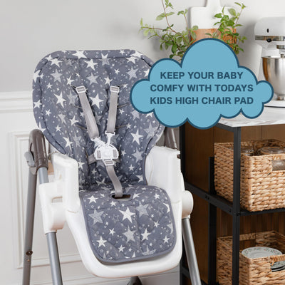 Todays Kids High Chair Pad - Machine Washable High Chair Cover, Easy Use Highchair Cushion, Soft Highchairs Covers for Baby, Padded Highchair Cover w/Elastic Back, Fits 3-5 Point Harness Chairs