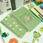 L1rabe 2 A5 Frog Spiral Notebooks Back to School Cute Frog Green College Ruled Hardbound Notebooks Exercise Book Diary Notepad Travel Journal for Kids Teens Students Girls Birthday Gift
