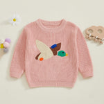 Baby Boy Girl Cute Long Sleeve Duck Embroidery Chunky Knitted Sweater Top Toddler Fall Winter Outfit (Pink Duck, 3-6 Months)