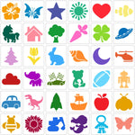 36PCS Stencils for Kids, Drawing Stencils for Painting Crafts Reusable Washable Large Art Paint Stencil Primary Shape Template for Fabric Wall Paper