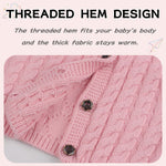Peecabe Toddler Girl Sweaters Cable Knit Long Sleeve Crewneck Chunky Crochet Cardigans 1-6T (Pink, 1T)