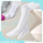 Coziwill Baby Girl Tights - Soft Cotton Cable Knit Leggings 1-2T Toddler 3 Pack (Black+Pink+White, M)