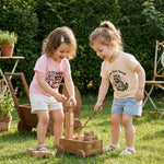 Toddler Baby Girl T-Shirt Summer Tops Letter Graphic Print Short Sleeve Crew Neck Tee Kids Cute Clothes (Raccoon Apricot, 12-18 Months)
