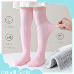 Coziwill Baby Girl Tights - Soft Cotton Cable Knit Leggings 1-2T Toddler 3 Pack (Black+Pink+White, M)