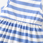 Disney Daisy Duck Baby Girl Dress Blue and White Striped Casual Sundress Sleeveless Summer Outfit Birthday Holiday Party Clothes Blue 3-6 Months