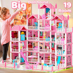 5-Story Dream Doll House for Girls with 19 Rooms, Lights, Dolls, and Furniture - Large DIY Playhouse for Grils Ages 6-16 - Perfect Imaginative STEM Gift for Birthdays & Holidays & Christmas