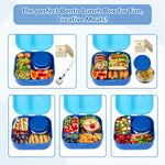 Aimsnk Bento Lunch Box for Kids with 12oz Soup Thermo,4 Compartments Lunch Box Containers Kids, Includes Foldable Spoon &Sauce Jar, BPA Free&Leak proof,Insulated Food Jar for Travel,School,Picnic