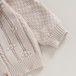 Baby Girls Knitted Cardigan Sweater Doll Collar Crochet Button Closure Cardigan Outerwear (Apricot, 6-12 Months)