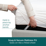 AllerEase CleanBoost Plush Knit Soft Waterproof Mattress Protector Full Size Allergen Barrier Temperature Balancing Machine Washable Mattress Cover with Elastic Anchor Bands Mattress Cover (White)