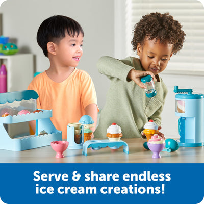 Learning Resources Swirly Scoops Ice Cream Shoppe - Play Food Cones, Pretend Play Kitchen Playset, Preschool Toys, Gifts for Boys and Girls