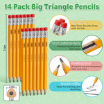 V-Opitos 14 Pack Jumbo #2 HB Pencils for Kids, Triangle Shape Pre-sharpened Wood-Cased Pencil with Top Eraser, Toddler First Pencils, Ideal Home, Kindergartens, School Classroom Supplies